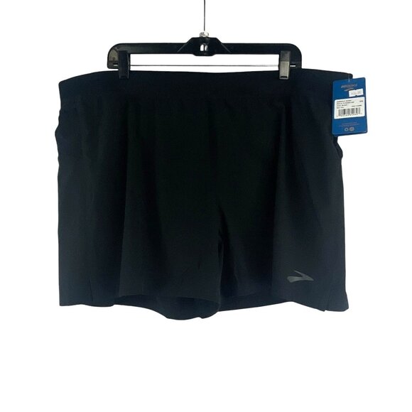 Brooks NWT Mens Sherpa 5" Running Shorts XXL Black Pockets Pull On Athleisure - Picture 1 of 8